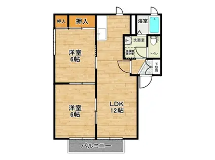 ディアス荒井 A棟(2LDK/2階)の間取り写真