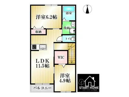 ヴィクトワール(2LDK/2階)の間取り写真