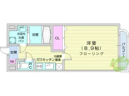 ノースライラック(1K/5階)の間取り写真