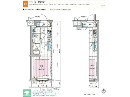 メインステージ板橋蓮根II(1K/4階)の間取り写真