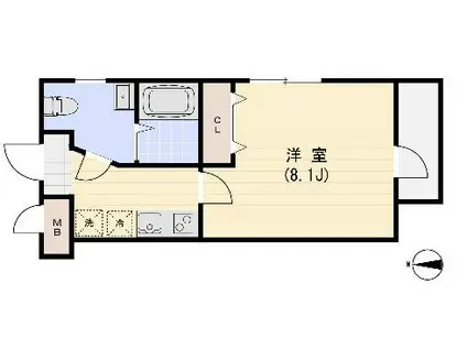 PROSPERITY(1K/4階)の間取り写真