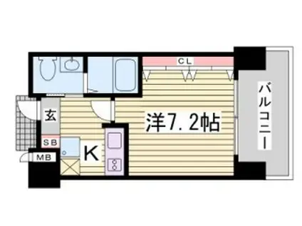 W.O.B.ROKKOMICHI(1K/7階)の間取り写真