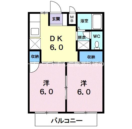 シティハイツ宮脇(2DK/2階)の間取り写真