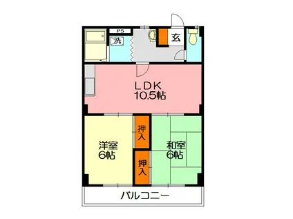 五島ハイツ(2DK/1階)の間取り写真