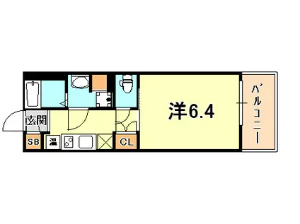 アスヴェル神戸元町II(1K/11階)の間取り写真