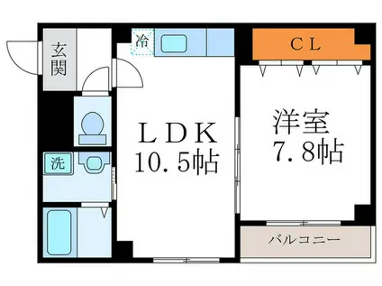 アルドーレ寺之内(1LDK/2階)の間取り写真