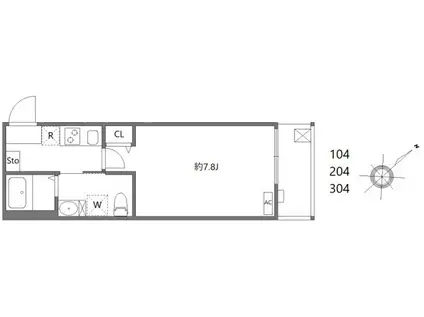 ログライフ東六郷(1K/3階)の間取り写真