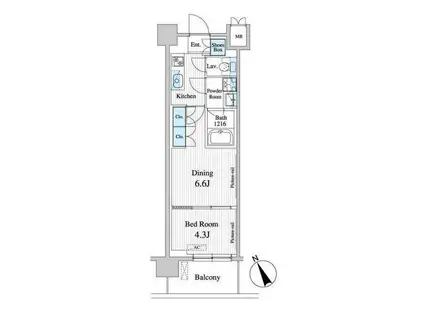 プレノ清澄庭園(1DK/3階)の間取り写真