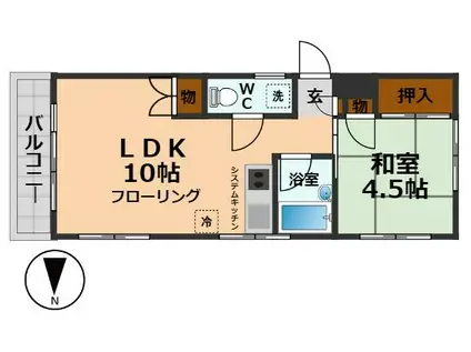 浜田山ニューハウジング(1LDK/2階)の間取り写真