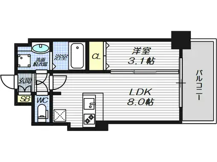 ソルテラスSHIN-OSAKA LINK(1LDK/4階)の間取り写真