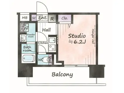 ガーラ・グランディ川口並木(1K/5階)の間取り写真