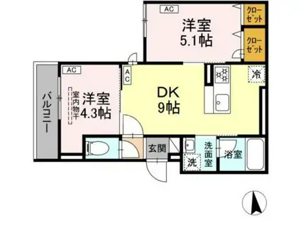 セレスティア青井II(2DK/2階)の間取り写真