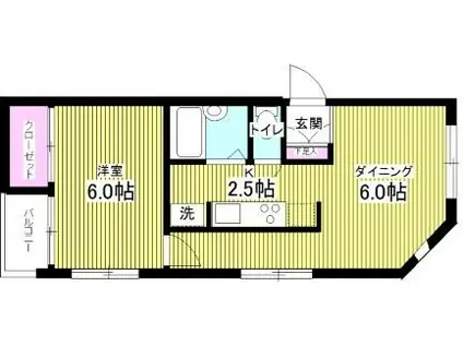 ハウス上原(1DK/2階)の間取り写真