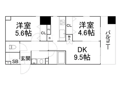 SERENDIPITY 上本町(2LDK/6階)の間取り写真
