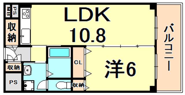 菟原ビル(1LDK/5階)の間取り写真