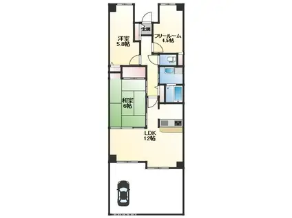 ロイヤルシャトー手柄南(3LDK/1階)の間取り写真