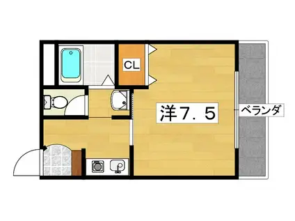 アーバンコート香里園(1K/1階)の間取り写真