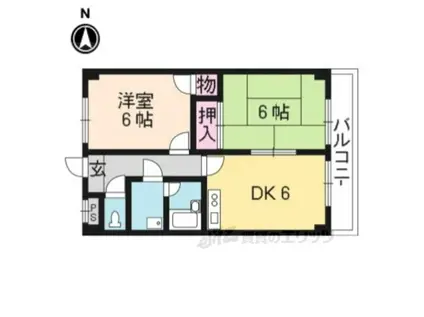 第15パールハイツからはし(2DK/4階)の間取り写真