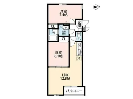 SKY ROKUCHO(2LDK/1階)の間取り写真