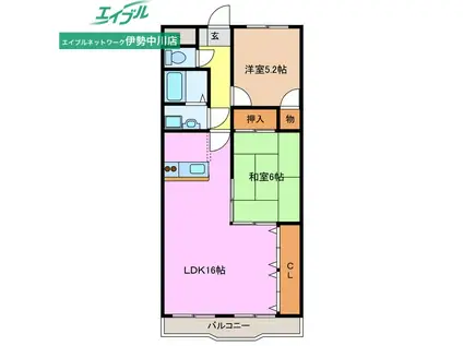 ラ・リューシュ(2LDK/1階)の間取り写真