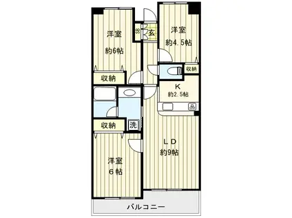 ダイアパレスラセーヌ小台公園(3LDK/9階)の間取り写真