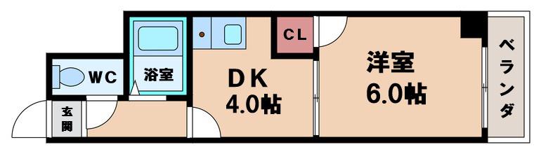 エフアール丸山通(1DK/2階)の間取り写真