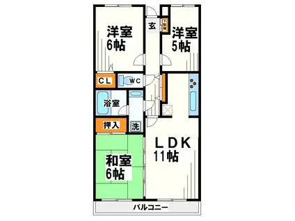 ヴェルデ久我山(3LDK/3階)の間取り写真