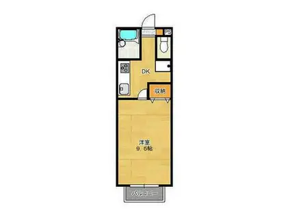 リバージュ(1DK/2階)の間取り写真