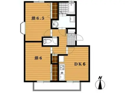 テラス山の手(2DK/1階)の間取り写真