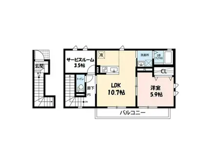 PALAIS FLEUR(1SLDK/2階)の間取り写真