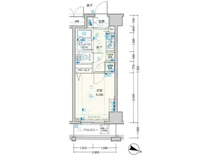 メインステージ松濤(1K/5階)の間取り写真
