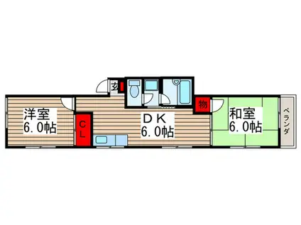 エムシャトーハイツ(2DK/2階)の間取り写真