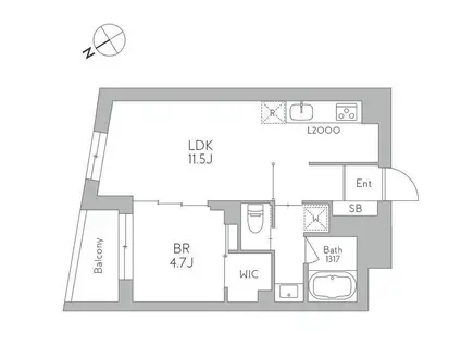 J.リヴェール武蔵小山ウエスト(1LDK/4階)の間取り写真
