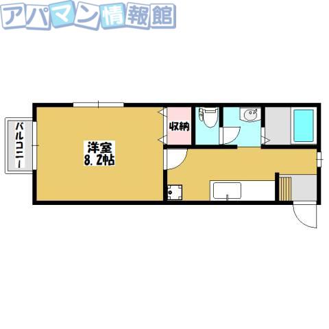 コモンズ古津B棟(1K/1階)の間取り写真