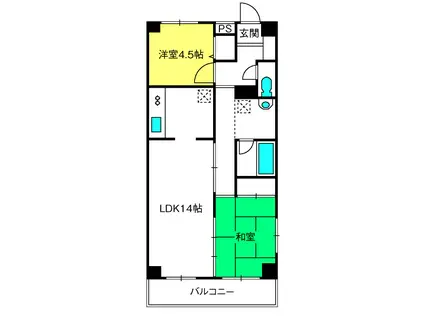 ロイヤルガーデン(2LDK/1階)の間取り写真