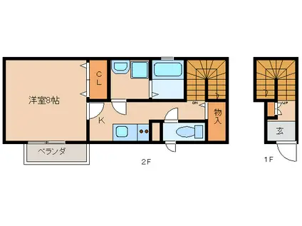グランシャリオ(ワンルーム/2階)の間取り写真