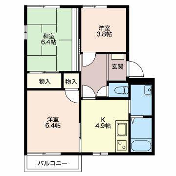 スリーゼIオブラ A(3K/1階)の間取り写真