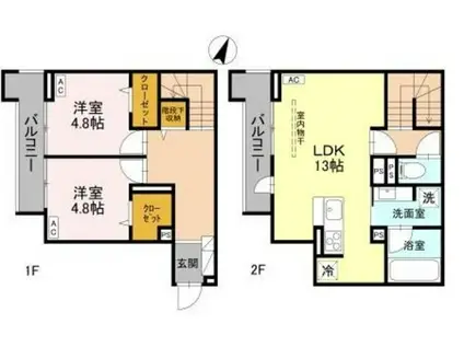 ラ・グリシーヌ・レーブ(2LDK/1階)の間取り写真