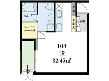 リンクフィールド野方(ワンルーム/1階)の間取り写真