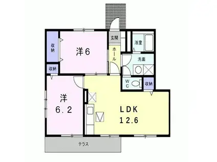 メイプルII(2LDK/1階)の間取り写真