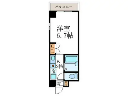CORE竹園(1K/3階)の間取り写真