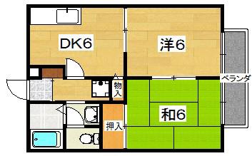 エムグリーンハイツ(2DK/1階)の間取り写真