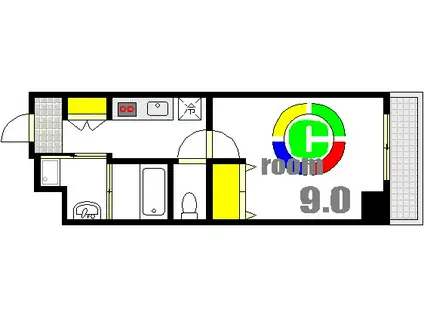 PABLO中広町(1K/9階)の間取り写真