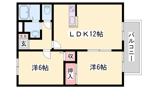 ファミール砂子 A棟(2LDK/1階)の間取り写真