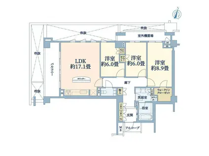 プレステージ代々木大山町(3LDK/1階)の間取り写真