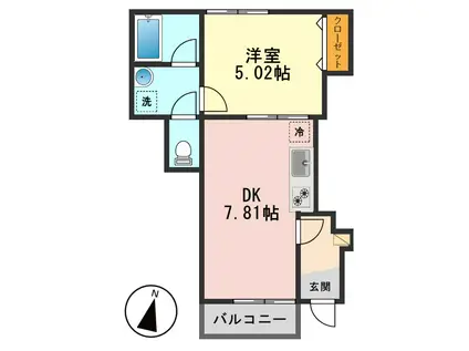 ESTA北小岩(1DK/1階)の間取り写真