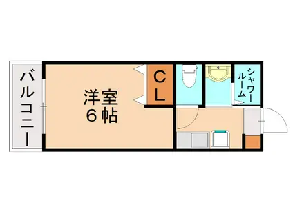 クリスタルI(1K/2階)の間取り写真