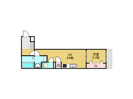 ACT上新庄(1LDK/2階)の間取り写真