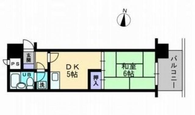 ダイアパレス升形(1DK/2階)の間取り写真