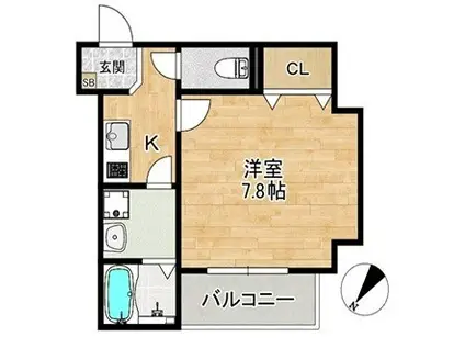 ALEGRIA姫路東(1K/2階)の間取り写真